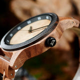 Bobo Bird Real Brown Leaf Watch with Minimalist Display