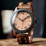 Bobo Bird Real Brown Leaf Watch with Modern Numeric Display